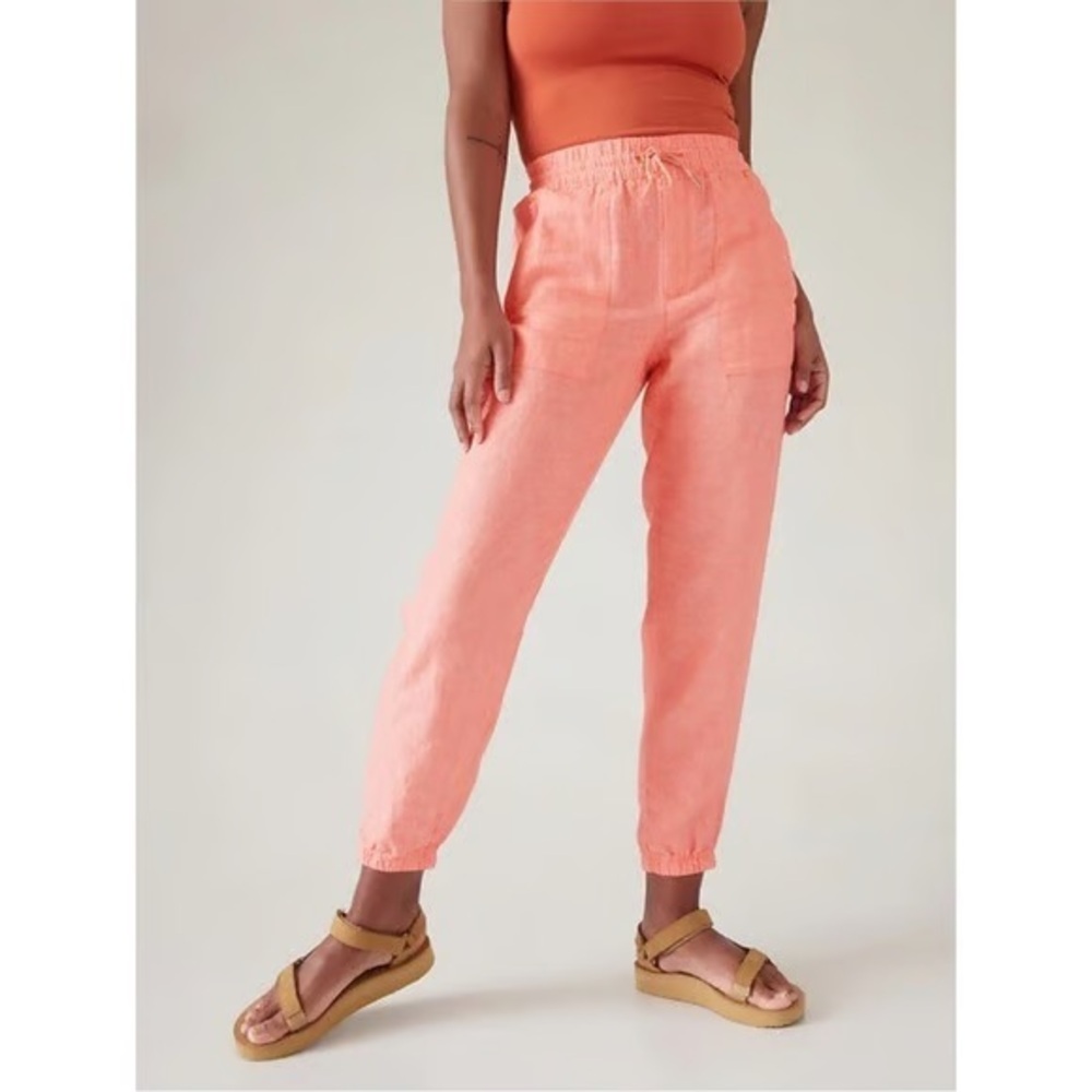 Athleta Retreat Linen Joggers in Sunset Glow